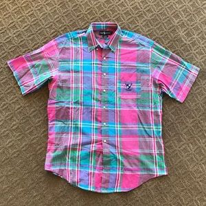 VTG POLO RALPH LAUREN PLAID CHECKS Rare LOGO S/S